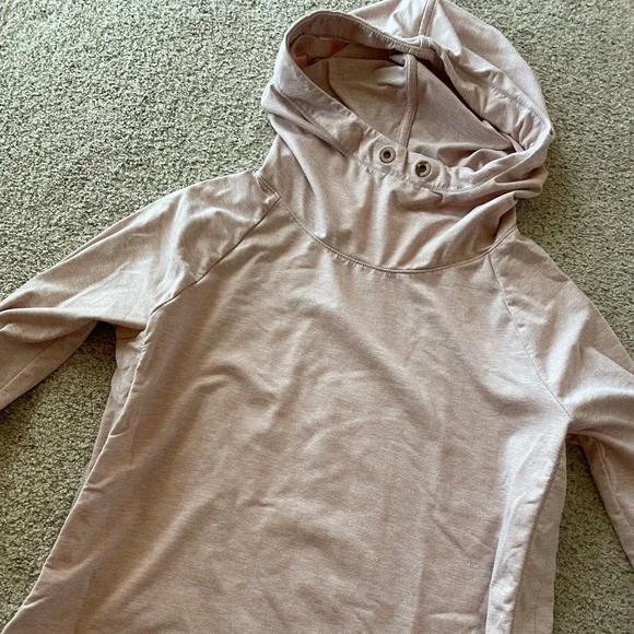 Athleta uptempo lightweight hooded pullover blush pink split sides thumbholes XS - Picture 4 of 6